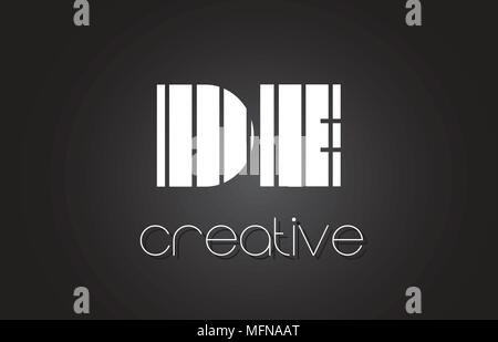 Creative black letter DE d e logo with leading lines and road concept ...