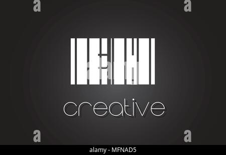 Creative white letter EH e h logo with leading lines and road concept ...