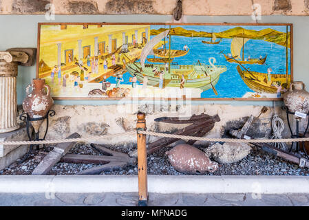 Different shape and size of amphoras in Castle of St. Peter or Bodrum Castle, Turkey. Stock Photo