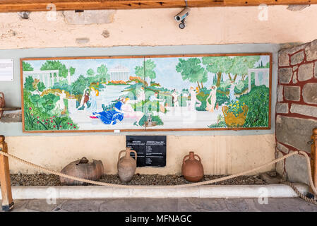 Different shape and size of amphoras in Castle of St. Peter or Bodrum Castle, Turkey.Collection of amphoras from different parts of the Mediterranean Stock Photo