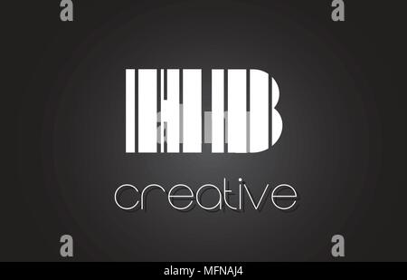 HB H B Creative Letter Logo Design With White and Black Lines. Stock Vector