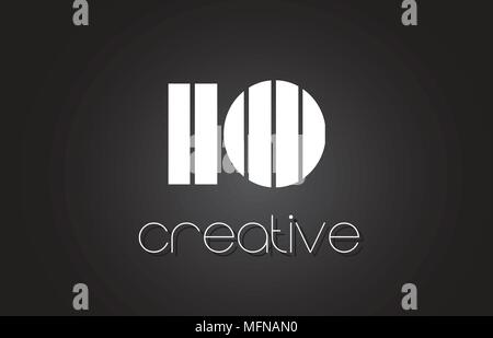 IO I O Creative Letter Logo Design With White and Black Lines. Stock Vector