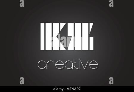 KZ K Z Creative Letter Logo Design With White and Black Lines. Stock Vector