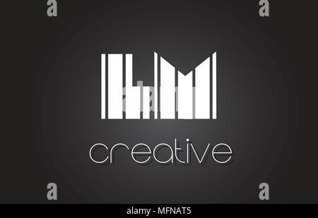 Creative white letter LM l m logo with leading lines and road concept ...