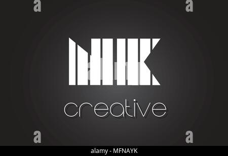 Creative white letter Nk n k logo with leading lines and road concept ...