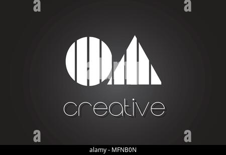 OA O A Creative Letter Logo Design With White and Black Lines. Stock Vector