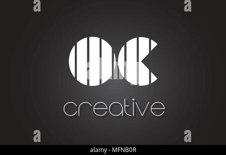 OC O C Creative Letter Logo Design With White and Black Lines. Stock Vector