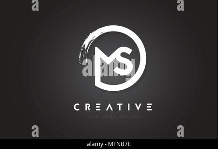 MS letter logo with circle shape line art style. Creative and simple ...