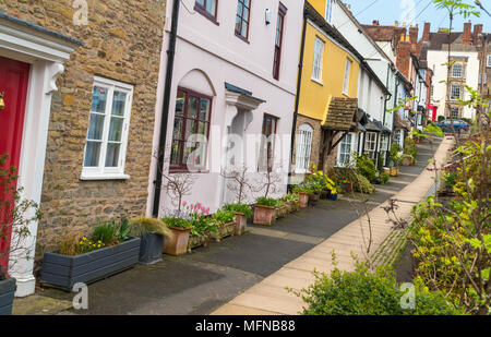 North easterly view along Lower Broad Street. Ludlow Shropshire UK April 2018. Stock Photo