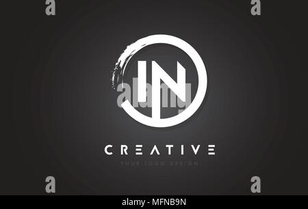 AN Circular Letter Logo with Circle Brush Design and Black Background ...