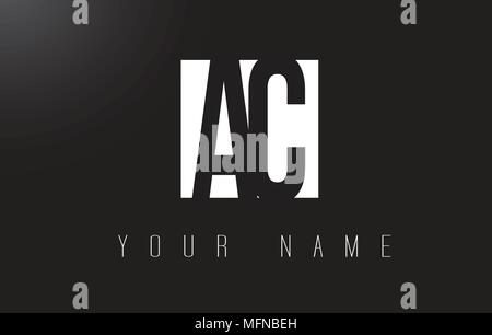 AC Letter Logo With Black and White Letters Negative Space Design. Stock Vector