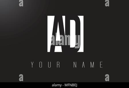 AD Letter Logo With Black and White Letters Negative Space Design. Stock Vector