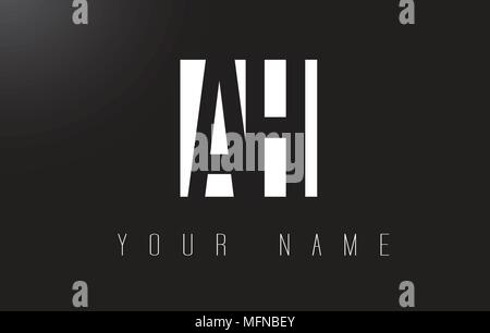 AH Letter Logo With Black and White Letters Negative Space Design. Stock Vector