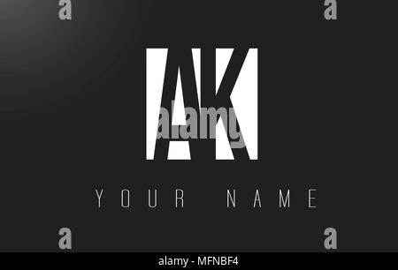AK Letter Logo With Black and White Letters Negative Space Design. Stock Vector