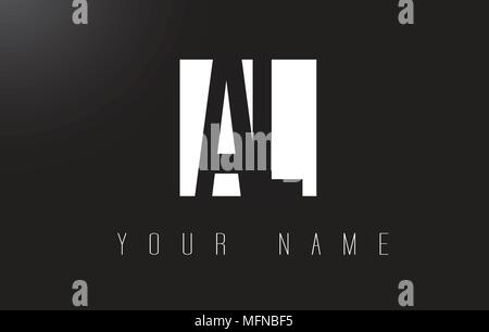 AL Letter Logo With Black and White Letters Negative Space Design. Stock Vector