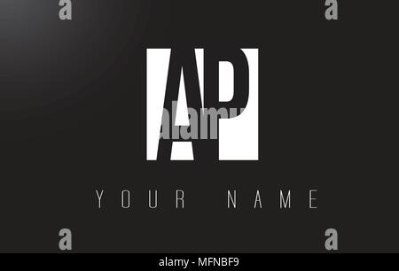 AP Letter Logo With Black and White Letters Negative Space Design. Stock Vector