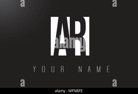 AR Letter Logo With Black and White Letters Negative Space Design. Stock Vector