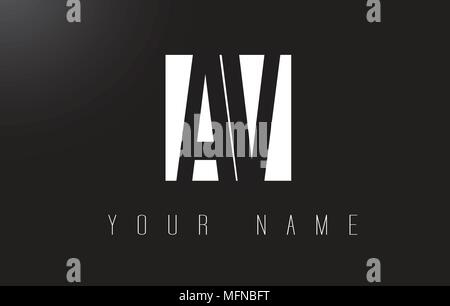 AV Letter Logo With Black and White Letters Negative Space Design. Stock Vector