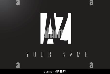 AZ Letter Logo With Black and White Letters Negative Space Design. Stock Vector