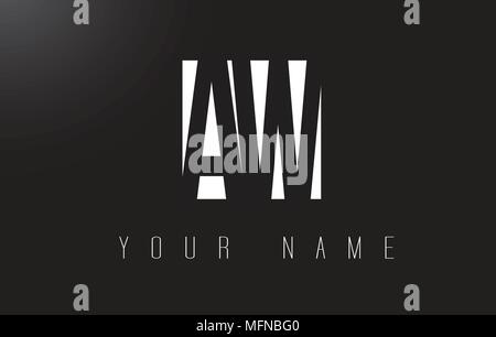 AW Letter Logo With Black and White Letters Negative Space Design. Stock Vector