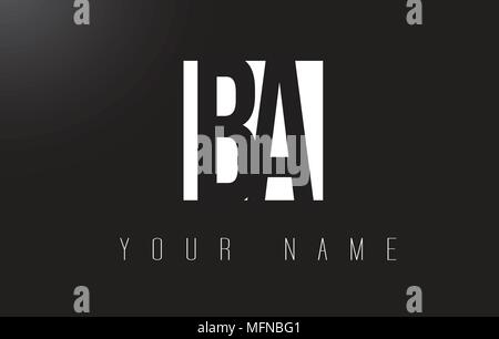 BA Letter Logo With Black and White Letters Negative Space Design. Stock Vector