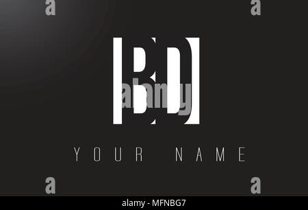 BD Letter Logo With Black and White Letters Negative Space Design. Stock Vector