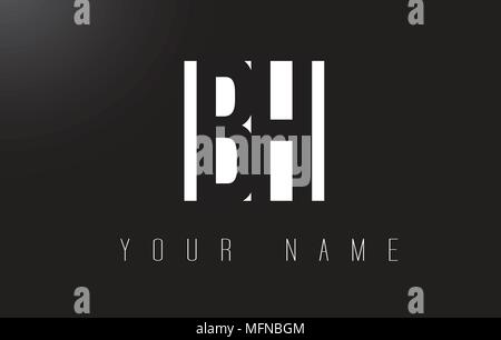 BH Letter Logo With Black and White Letters Negative Space Design. Stock Vector