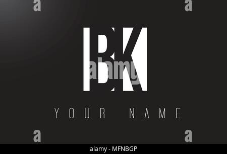 BK Letter Logo With Black and White Letters Negative Space Design. Stock Vector