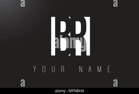 BR Letter Logo With Black and White Letters Negative Space Design. Stock Vector