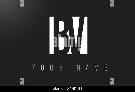 BV Letter Logo With Black and White Letters Negative Space Design. Stock Vector