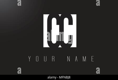 CC Letter Logo With Black and White Letters Negative Space Design. Stock Vector
