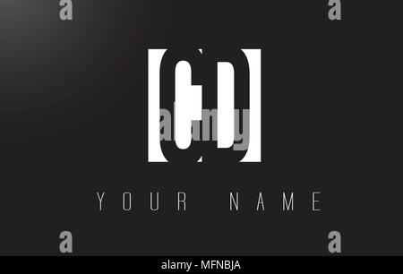 CD Letter Logo With Black and White Letters Negative Space Design. Stock Vector