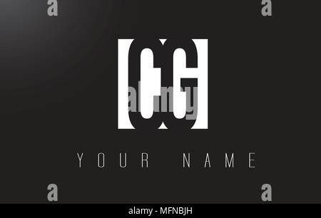 CG Letter Logo With Black and White Letters Negative Space Design. Stock Vector