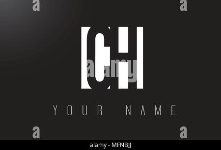 CH Letter Logo With Black and White Letters Negative Space Design. Stock Vector