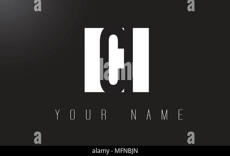 CI Letter Logo With Black and White Letters Negative Space Design. Stock Vector