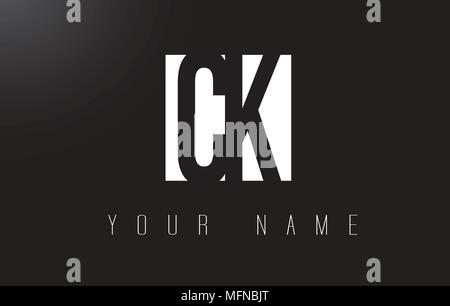 CK Letter Logo With Black and White Letters Negative Space Design. Stock Vector