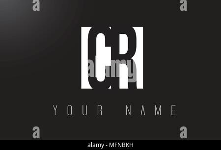 CR Letter Logo With Black and White Letters Negative Space Design. Stock Vector