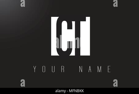 CT Letter Logo With Black and White Letters Negative Space Design. Stock Vector