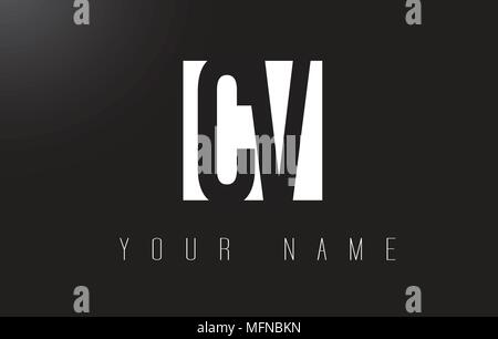 CV Letter Logo With Black and White Letters Negative Space Design. Stock Vector