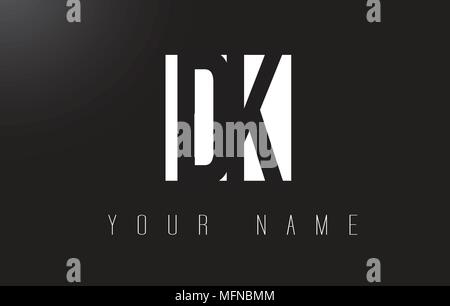 DK Letter Logo With Black and White Letters Negative Space Design. Stock Vector