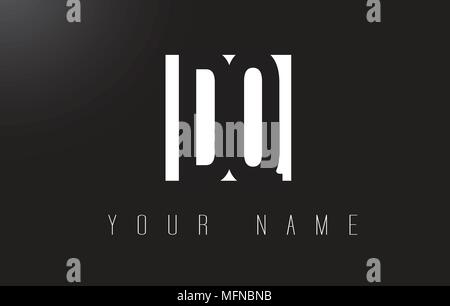 DQ Letter Logo With Black and White Letters Negative Space Design. Stock Vector