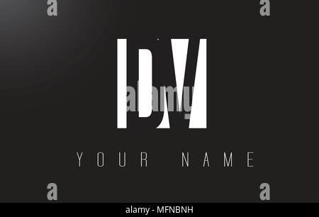DV Letter Logo With Black and White Letters Negative Space Design. Stock Vector