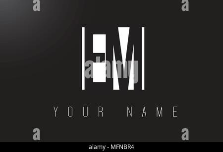 Black and white EM Letters logo with negative space. Letters E and M ...