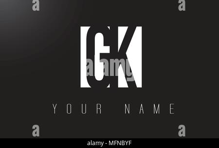 GK Letter Logo With Black and White Letters Negative Space Design. Stock Vector