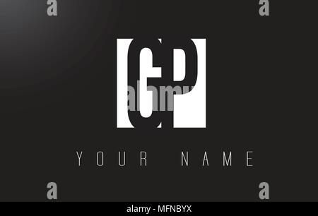 GP Letter Logo With Black and White Letters Negative Space Design. Stock Vector