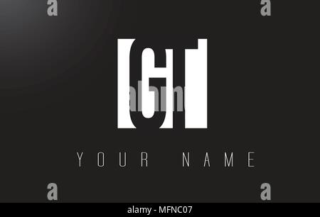 GT Letter Logo With Black and White Letters Negative Space Design. Stock Vector
