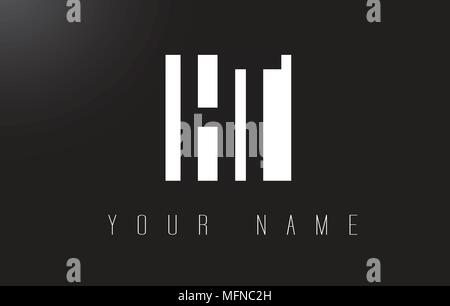 HT Letter Logo With Black and White Letters Negative Space Design. Stock Vector