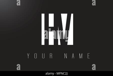 HV Letter Logo With Black and White Letters Negative Space Design. Stock Vector