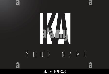 KA Letter Logo With Black and White Letters Negative Space Design. Stock Vector
