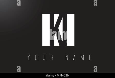 KI Letter Logo With Black and White Letters Negative Space Design. Stock Vector